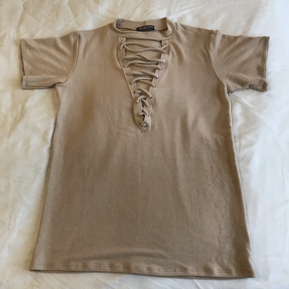 FASHION NOVA LACE UP TOP IN NUDE - Picture 4 of 8